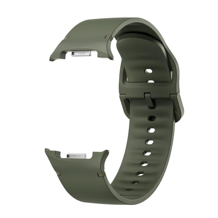 For Samsung Galaxy Watch8 44mm Diamond Bezel and Solid Color Stitched Silicone Watch Band(Army Green Black) - free shipping - PMC TechLife - Order now!