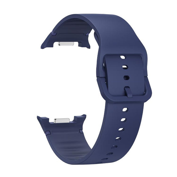 For Samsung Galaxy Watch8 44mm Diamond Bezel and Solid Color Stitched Silicone Watch Band(Midnight Blue Black)
