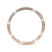 For Samsung Galaxy Watch8 44mm Diamond Bezel and Solid Color Stitched Silicone Watch Band(Pink Rose Gold)