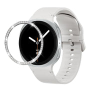For Samsung Galaxy Watch8 40mm Diamond Bezel and Solid Color Stitched Silicone Watch Band(Lime White Silver)
