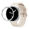 For Samsung Galaxy Watch8 40mm Diamond Bezel and Solid Color Stitched Silicone Watch Band(Starlight Silver) - free shipping - PMC TechLife - Order now!