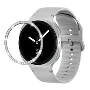 For Samsung Galaxy Watch8 40mm Diamond Bezel and Solid Color Stitched Silicone Watch Band(Gray Silver)