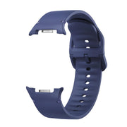 For Samsung Galaxy Watch8 40mm Diamond Bezel and Solid Color Stitched Silicone Watch Band(Midnight Blue Silver)