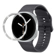 For Samsung Galaxy Watch8 40mm Diamond Bezel and Solid Color Stitched Silicone Watch Band(Dark Gray Silver) - free shipping - PMC TechLife - Order now!