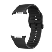 For Samsung Galaxy Watch8 40mm Diamond Bezel and Solid Color Stitched Silicone Watch Band(Black Black)
