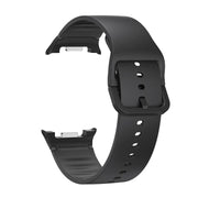 For Samsung Galaxy Watch8 40mm Diamond Bezel and Solid Color Stitched Silicone Watch Band(Black Black)
