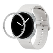 For Samsung Galaxy Watch8 44mm Rhombic Texture Bezel and Solid Color Stitched Silicone Watch Band(Lime White Silver)