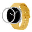 For Samsung Galaxy Watch8 44mm Rhombic Texture Bezel and Solid Color Stitched Silicone Watch Band(Official Yellow Silver) - free shipping - PMC TechLife - Order now!