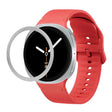 For Samsung Galaxy Watch8 44mm Rhombic Texture Bezel and Solid Color Stitched Silicone Watch Band(Red Silver) - free shipping - PMC TechLife - Order now!