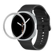 For Samsung Galaxy Watch8 44mm Rhombic Texture Bezel and Solid Color Stitched Silicone Watch Band(Black Silver)