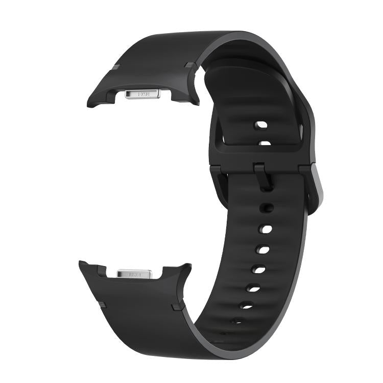 For Samsung Galaxy Watch8 44mm Rhombic Texture Bezel and Solid Color Stitched Silicone Watch Band(Black Silver) - free shipping - PMC TechLife - Order now!