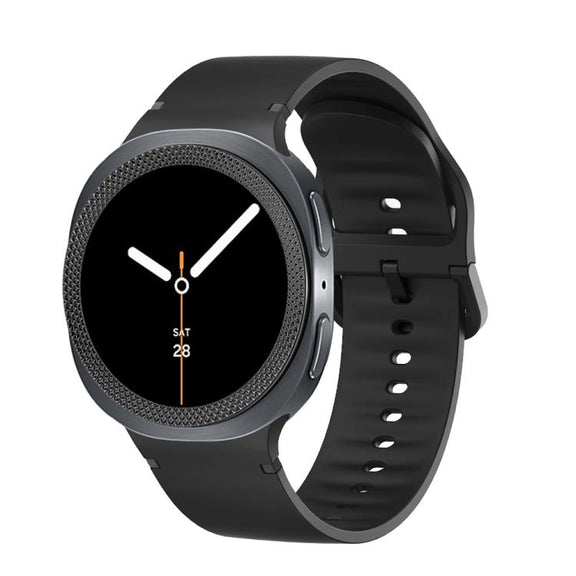 For Samsung Galaxy Watch8 44mm Rhombic Texture Bezel and Solid Color Stitched Silicone Watch Band(Black Black)