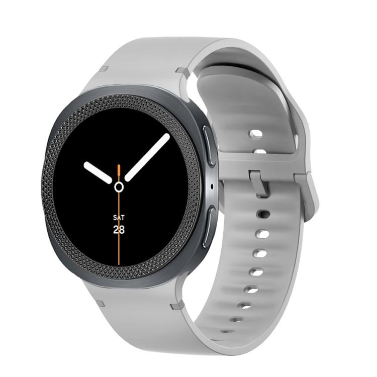 For Samsung Galaxy Watch8 44mm Rhombic Texture Bezel and Solid Color Stitched Silicone Watch Band(Gray Black)