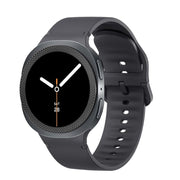For Samsung Galaxy Watch8 44mm Rhombic Texture Bezel and Solid Color Stitched Silicone Watch Band(Dark Gray Black)
