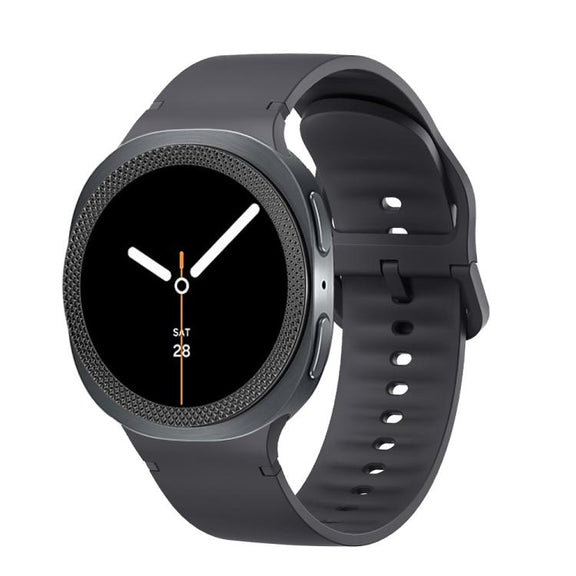 For Samsung Galaxy Watch8 44mm Rhombic Texture Bezel and Solid Color Stitched Silicone Watch Band(Dark Gray Black)