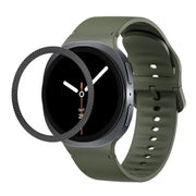 For Samsung Galaxy Watch8 44mm Rhombic Texture Bezel and Solid Color Stitched Silicone Watch Band(Army Green Black)