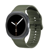 For Samsung Galaxy Watch8 44mm Rhombic Texture Bezel and Solid Color Stitched Silicone Watch Band(Army Green Black)