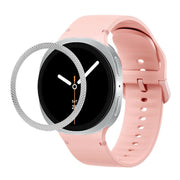 For Samsung Galaxy Watch8 40mm Rhombic Texture Bezel and Solid Color Stitched Silicone Watch Band(Pink Silver)