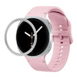For Samsung Galaxy Watch8 40mm Rhombic Texture Bezel and Solid Color Stitched Silicone Watch Band(Light Pink Silver) - free shipping - PMC TechLife - Order now!
