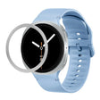 For Samsung Galaxy Watch8 40mm Rhombic Texture Bezel and Solid Color Stitched Silicone Watch Band(Light Blue Silver) - free shipping - PMC TechLife - Order now!