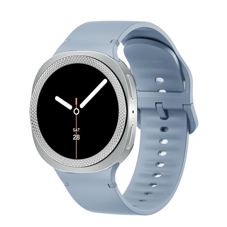 For Samsung Galaxy Watch8 40mm Rhombic Texture Bezel and Solid Color Stitched Silicone Watch Band(Jewel Blue Silver) - free shipping - PMC TechLife - Order now!