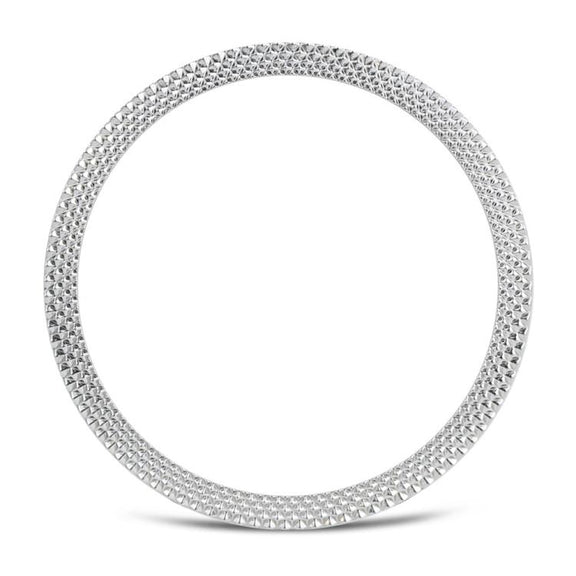 For Samsung Galaxy Watch8 40mm Rhombic Texture Bezel and Solid Color Stitched Silicone Watch Band(Midnight Blue Silver)