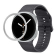 For Samsung Galaxy Watch8 40mm Rhombic Texture Bezel and Solid Color Stitched Silicone Watch Band(Dark Gray Silver) - free shipping - PMC TechLife - Order now!