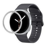 For Samsung Galaxy Watch8 40mm Rhombic Texture Bezel and Solid Color Stitched Silicone Watch Band(Dark Gray Silver)