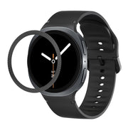 For Samsung Galaxy Watch8 40mm Rhombic Texture Bezel and Solid Color Stitched Silicone Watch Band(Black Black)
