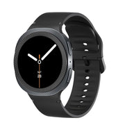 For Samsung Galaxy Watch8 40mm Rhombic Texture Bezel and Solid Color Stitched Silicone Watch Band(Black Black)