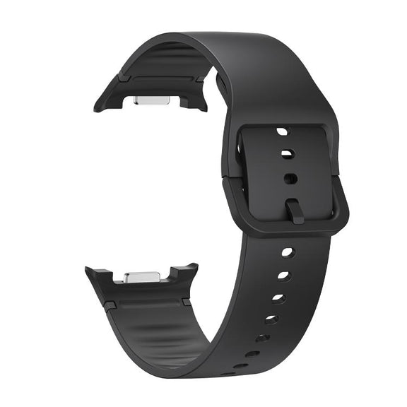 For Samsung Galaxy Watch8 40mm Rhombic Texture Bezel and Solid Color Stitched Silicone Watch Band(Black Black)