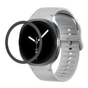 For Samsung Galaxy Watch8 40mm Rhombic Texture Bezel and Solid Color Stitched Silicone Watch Band(Gray Black)