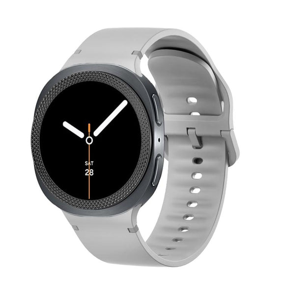 For Samsung Galaxy Watch8 40mm Rhombic Texture Bezel and Solid Color Stitched Silicone Watch Band(Gray Black)