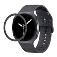 For Samsung Galaxy Watch8 40mm Rhombic Texture Bezel and Solid Color Stitched Silicone Watch Band(Dark Gray Black) - free shipping - PMC TechLife - Order now!