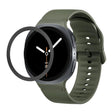 For Samsung Galaxy Watch8 40mm Rhombic Texture Bezel and Solid Color Stitched Silicone Watch Band(Army Green Black) - free shipping - PMC TechLife - Order now!