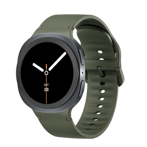For Samsung Galaxy Watch8 40mm Rhombic Texture Bezel and Solid Color Stitched Silicone Watch Band(Army Green Black)