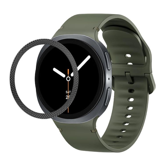 For Samsung Galaxy Watch8 40mm Rhombic Texture Bezel and Solid Color Stitched Silicone Watch Band(Army Green Black)