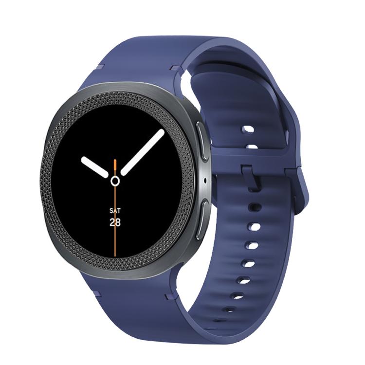 For Samsung Galaxy Watch8 40mm Rhombic Texture Bezel and Solid Color Stitched Silicone Watch Band(Midnight Blue Black)