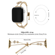 For Apple Watch 46mm / 49mm / 45mm / 44mm Copper-Inlaid Zircon 5-petal Flower Bracelet Watch Band(Silver)