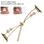 For Apple Watch 46mm / 49mm / 45mm / 44mm Copper-Inlaid Zircon 5-petal Flower Bracelet Watch Band(Silver)