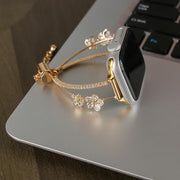 For Apple Watch 46mm / 49mm / 45mm / 44mm Copper-Inlaid Zircon 5-petal Flower Bracelet Watch Band(Silver)