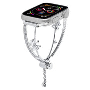 For Apple Watch 42mm / 41mm / 40mm / 38mm Copper-Inlaid Butterfly Zircon Bracelet Watch Band(Siver)