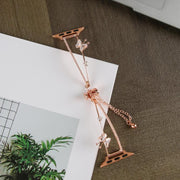 For Apple Watch 42mm / 41mm / 40mm / 38mm Copper-Inlaid Butterfly Zircon Bracelet Watch Band(Rose Gold)