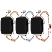For Apple Watch 42mm / 41mm / 40mm / 38mm Copper-Inlaid Butterfly Zircon Bracelet Watch Band(Siver)