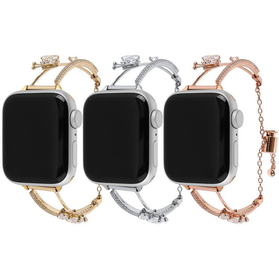 For Apple Watch 42mm / 41mm / 40mm / 38mm Copper-Inlaid Butterfly Zircon Bracelet Watch Band(Siver)