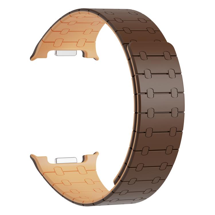 For Samsung Galaxy Watch8 / Watch8 Classic Integrated Magnetic Silicone Watch Band(Dark Brown+Light Brown)