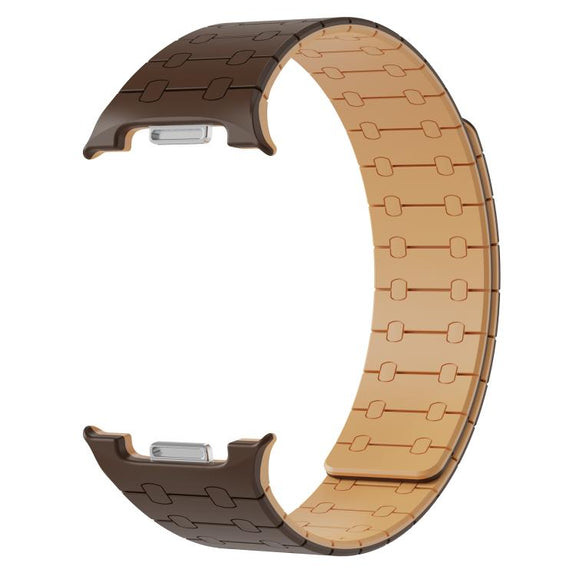 For Samsung Galaxy Watch8 / Watch8 Classic Integrated Magnetic Silicone Watch Band(Dark Brown+Light Brown)