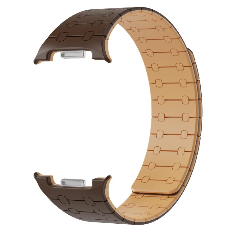 For Samsung Galaxy Watch8 / Watch8 Classic Integrated Magnetic Silicone Watch Band(Dark Brown+Light Brown)