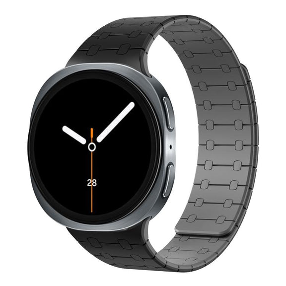 For Samsung Galaxy Watch8 / Watch8 Classic Integrated Magnetic Silicone Watch Band(Black+Gray)