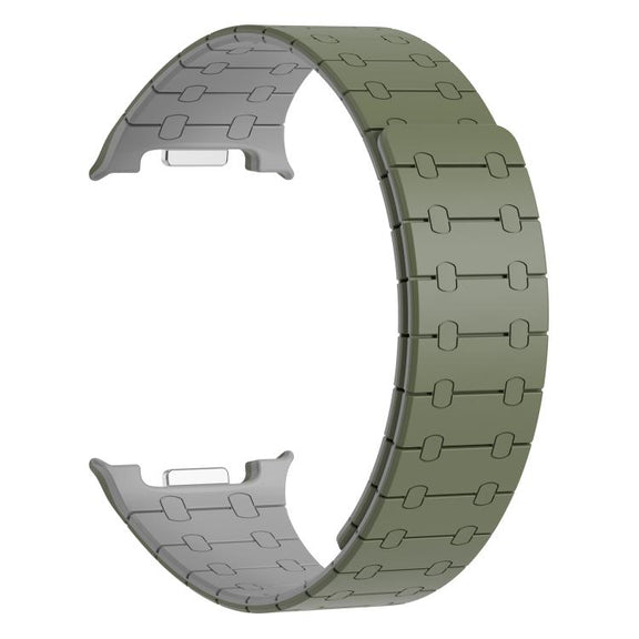 For Samsung Galaxy Watch8 / Watch8 Classic Integrated Magnetic Silicone Watch Band(Green+Gray)